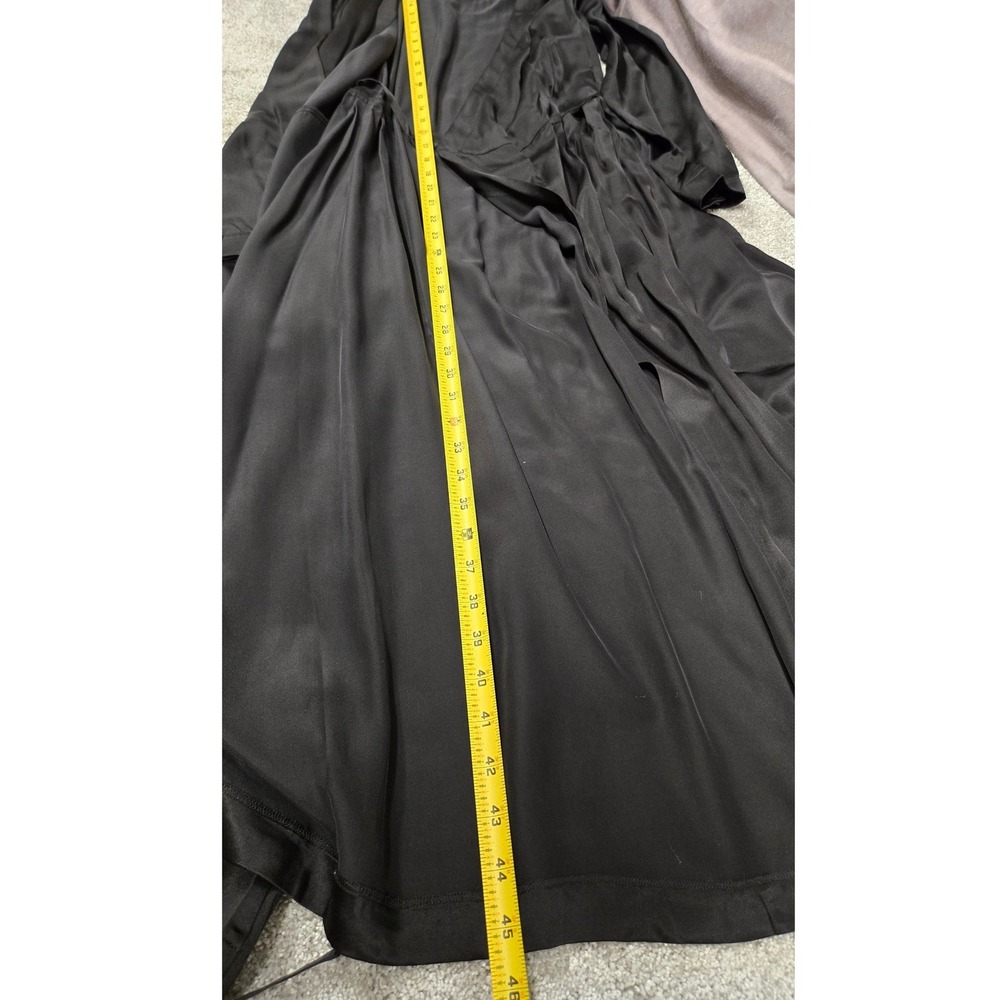 Uniqlo Ines De La Fressange 100% Silk Wrap Midi Dress Long Sleeve Black Size L - Picture 8 of 10